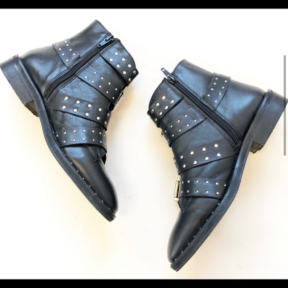 TOPSHOP AMELIA Black Studded Boots Size 38 - Picture 3 of 5
